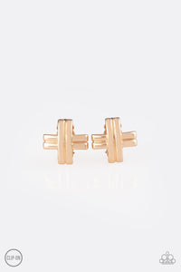 Paparazzi - Couture Crossover - Gold Clip-On Earrings - Klassy Jewelz Boutique