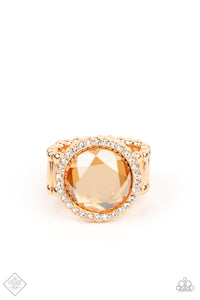 Paparazzi ~ Crown Culture ~ Gold Ring  with Stretchy Band (Fashion Fix Exclusive)