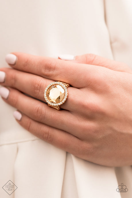 Paparazzi ~ Crown Culture ~ Gold Ring  with Stretchy Band (Fashion Fix Exclusive)