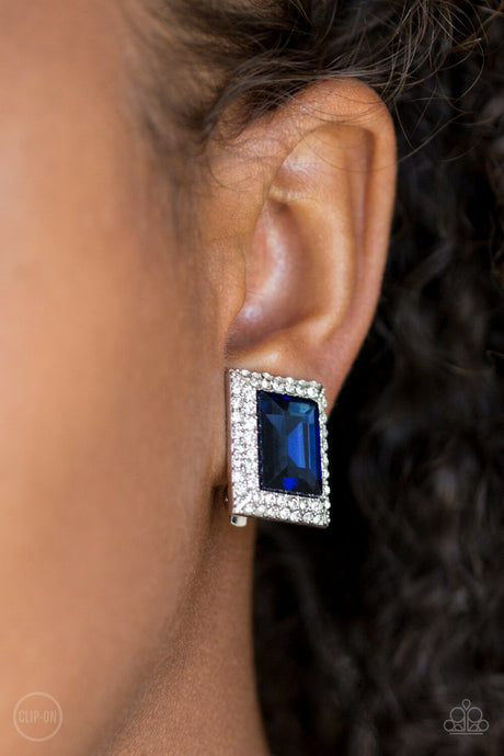 Paparazzi - Crowned Couture - Blue Clip-On Earrings - Klassy Jewelz Boutique