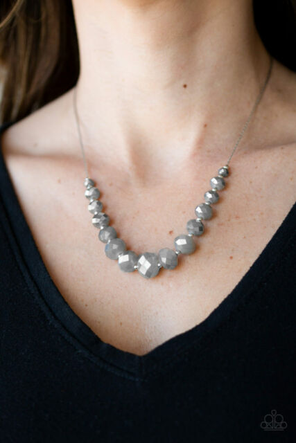Paparazzi ~ Crystal Carriages ~ Silver Necklace Set