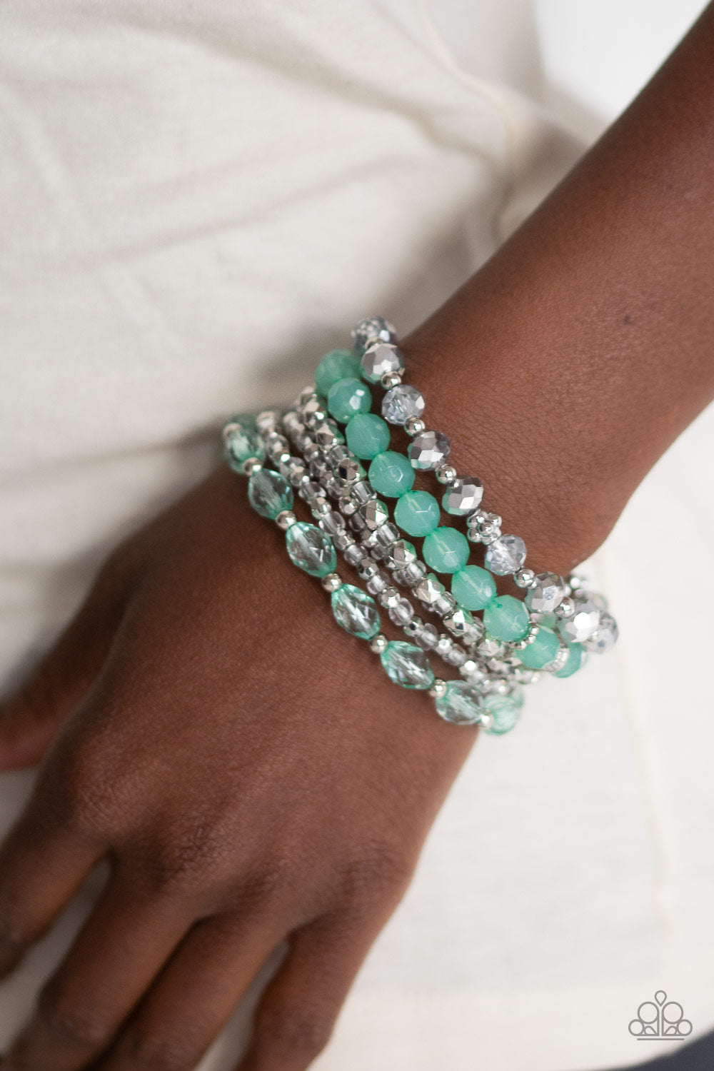 Paparazzi ~ Crystal Collage ~ Green Bracelet