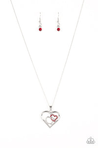 Paparazzi ~ Cupid Charm ~ Red Heart Pendant Necklace Set
