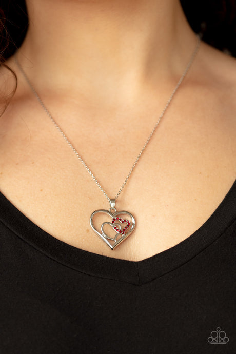 Paparazzi ~ Cupid Charm ~ Red Heart Pendant Necklace Set