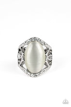 Load image into Gallery viewer, Paparazzi ~ DEW Onto Others ~ White Cat&#39;s Eye Ring with Stretchy Band (Life of the Party Exclusive)