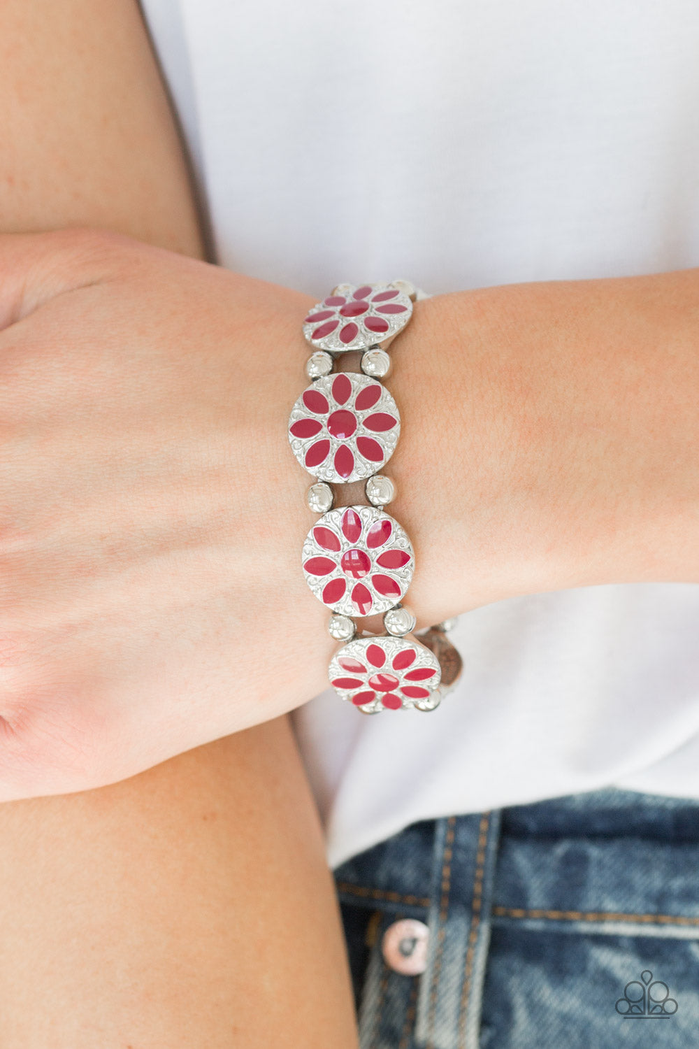 Paparazzi ~ Dancing Dahlias ~ Red Bracelet