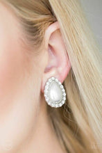 Load image into Gallery viewer, Paparazzi - Dapper Dazzle -  White Clip-On Earrings - Klassy Jewelz Boutique
