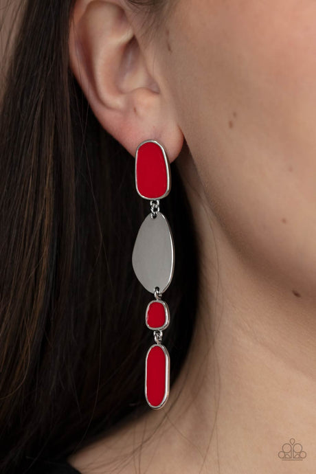 Paparazzi ~ Deco By Design ~ Red Post Earrings