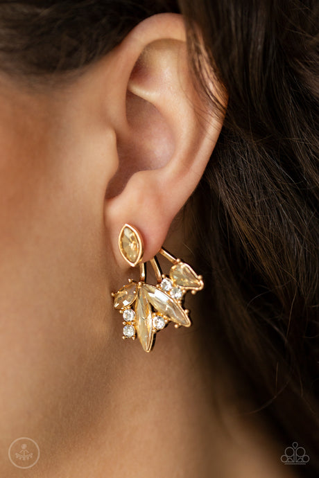 Paparazzi ~ Deco Dynamite ~ Gold Double-Sided Post Earrings