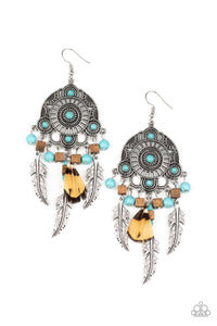 Paparazzi ~ Desert Plains ~ Blue Turquoise Earrings (Life of the Party Exclusive)