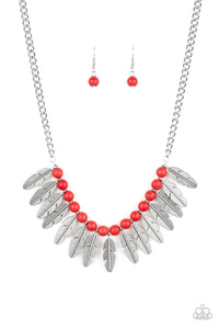 Paparazzi ~ Desert Plumes ~ Red Necklace Set