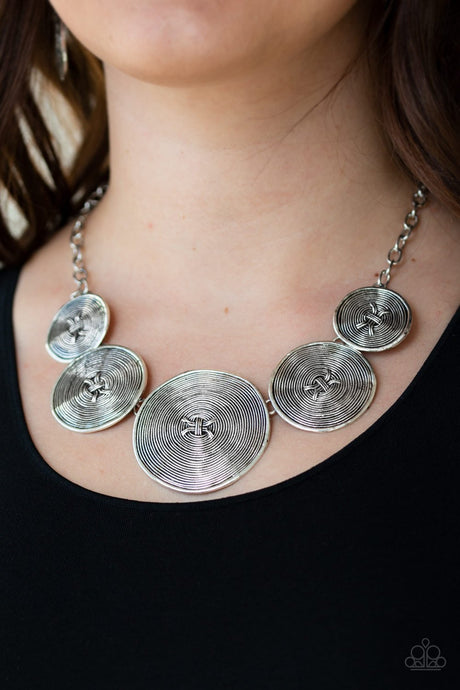 Paparazzi  ~ Deserves A Medal ~ Silver Necklace Set
