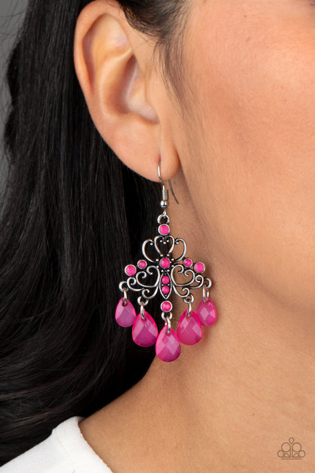 Paparazzi ~ Dip It GLOW ~ Pink Earring