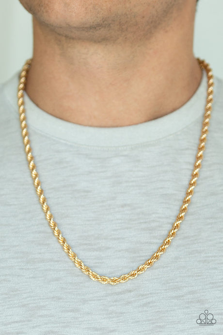 Paparazzi ~ Double Dribble ~  Men's Gold Urban Necklace
