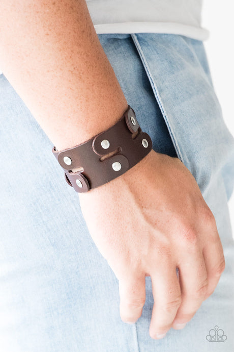 Paparazzi ~ Downright Desperado ~ Men's Brown Urban  Bracelet with Snap Closure