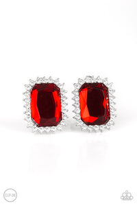 Paparazzi ~ Downtown Dapper ~ Red Clip-On Earrings