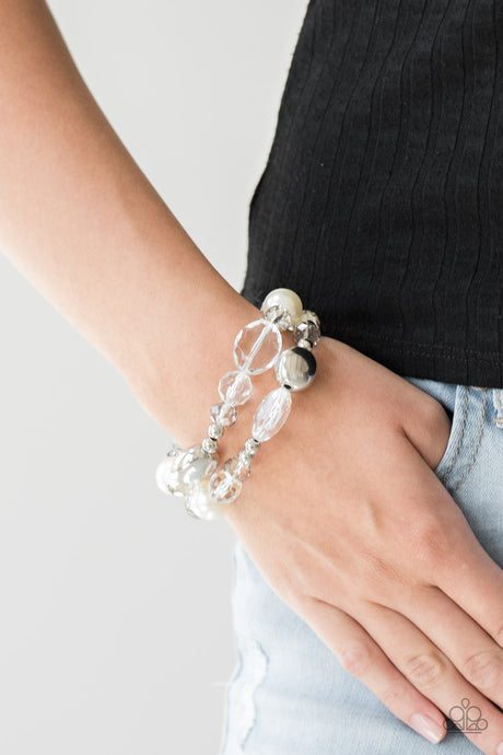 Paparazzi ~ Downtown Dazzle ~ White Pearl Bracelet