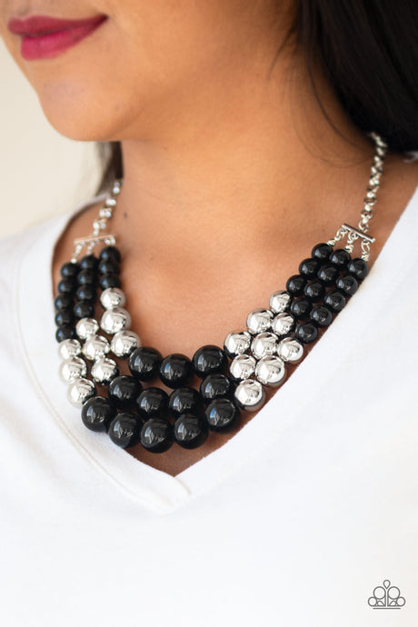 Paparazzi ~ Dream Pop ~ Black and Silver Bead Necklace Set