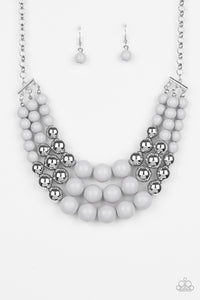 Paparazzi ~ Dream Pop ~ Silver and Grey Bead Necklace Set