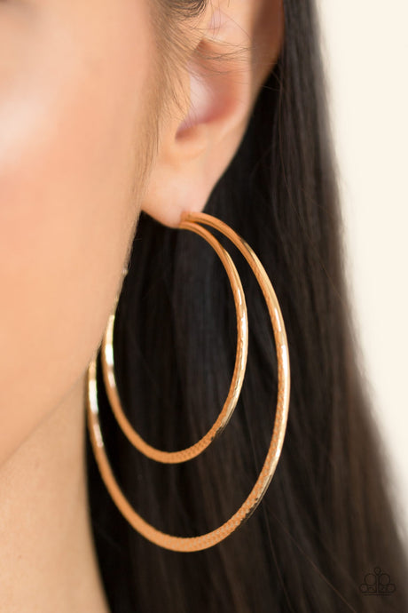 Paparazzi - Drop It Like Its HAUTE - Gold Hoop Earrings