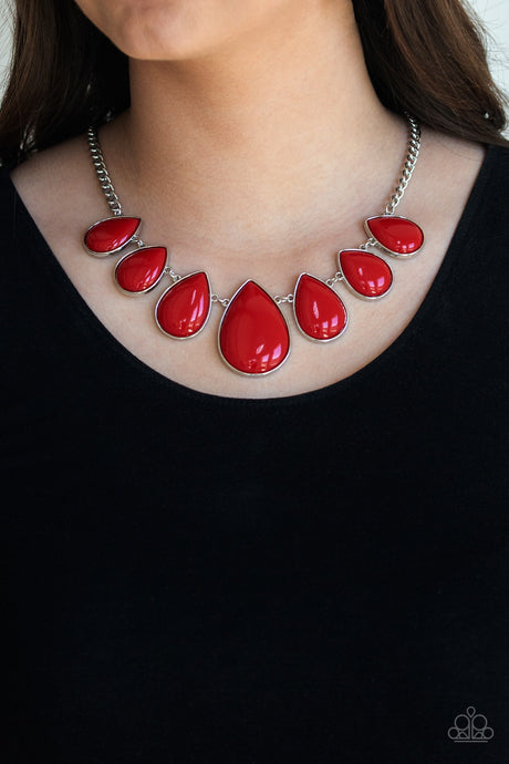 Paparazzi ~ Drop Zone ~ Red Necklace Set