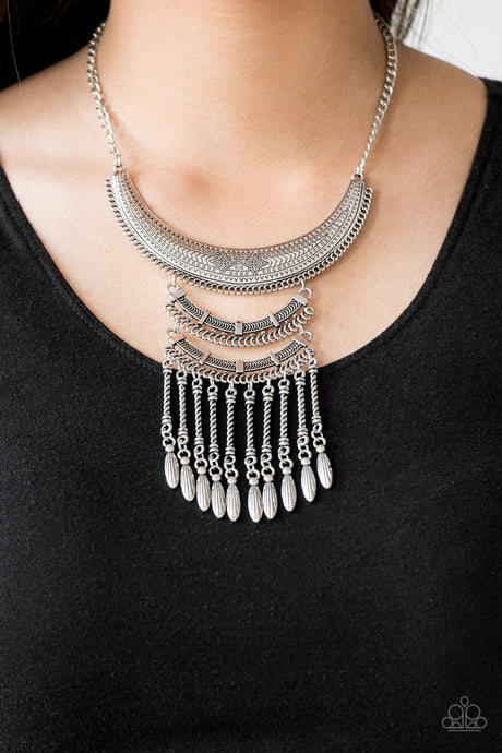 Paparazzi ~ Eastern Empress ~ Silver Necklace Set