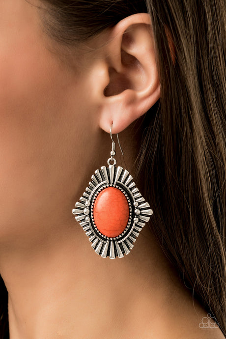 Paparazzi ~ Easy As PIONEER ~ Orange Earrings