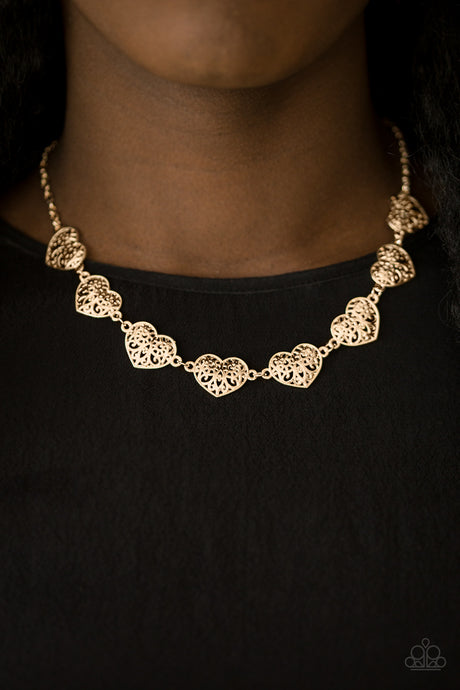 Paparazzi ~ Easy To Adore ~ Rose Gold Heart Necklace Set