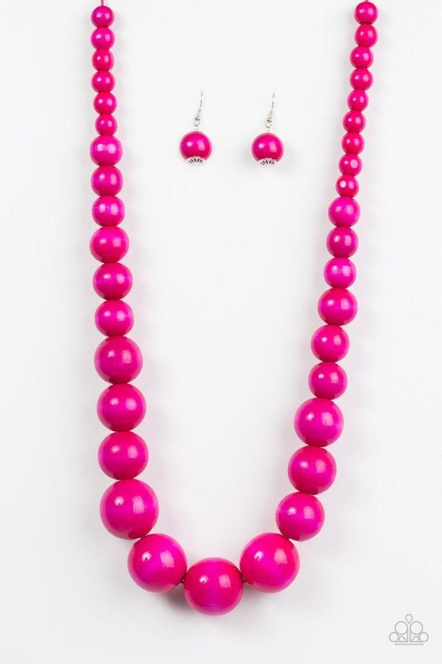 Paparazzi ~ Effertlessly Everglades ~ Pink Wooden Bead Necklace Set