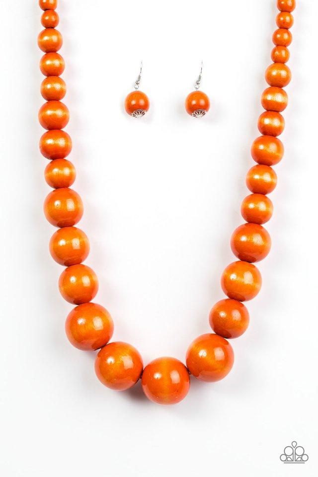 Paparazzi ~ Effortlessly Everglades ~ Orange Wooden Bead Necklace Set