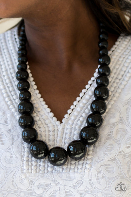 Paparazzi ~ Effortlessly Everglades ~ Black Wooden Bead Necklace Set