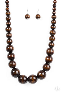 Paparazzi ~ Effortlessly Everglades ~ Brown Wooden Bead Necklace Set