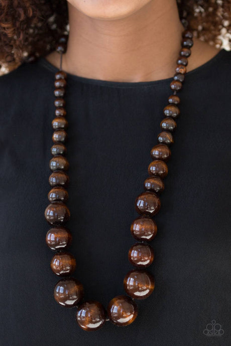 Paparazzi ~ Effortlessly Everglades ~ Brown Wooden Bead Necklace Set