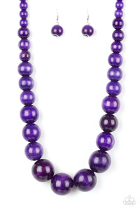 Paparazzi ~ Effortlessly Everglades ~ Purple Wooden Bead Necklace Set