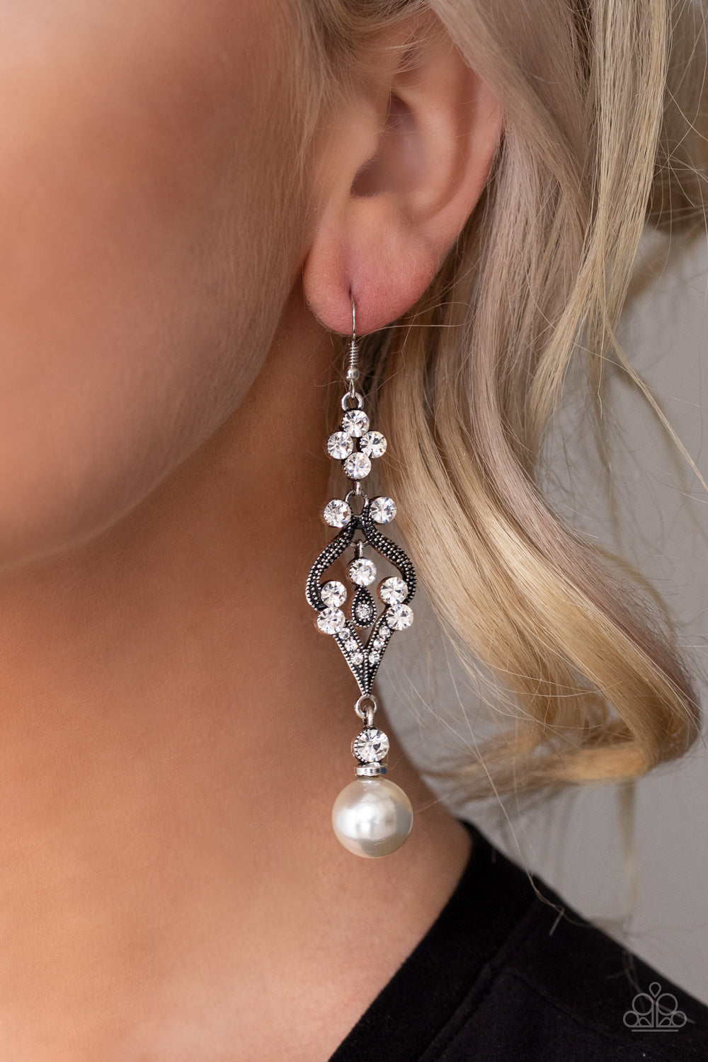 Paparazzi ~ Elegantly Extravagant ~ White Pearl Earrings