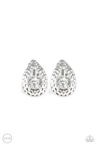 Paparazzi - Elite Edge - White Clip-On Earrings -$5.00