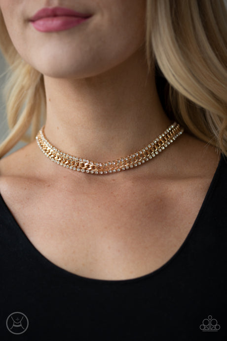Paparazzi ~ Empo-HER-ment ~ Gold Choker Necklace Set