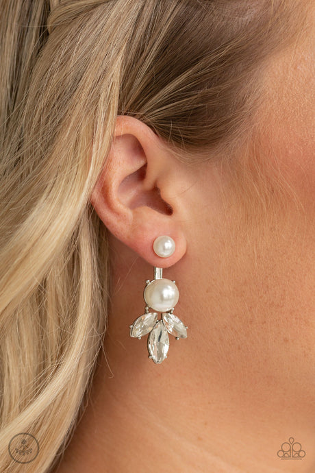 Paparazzi ~ Extra Elite ~ White Double-Sided Post Earrings