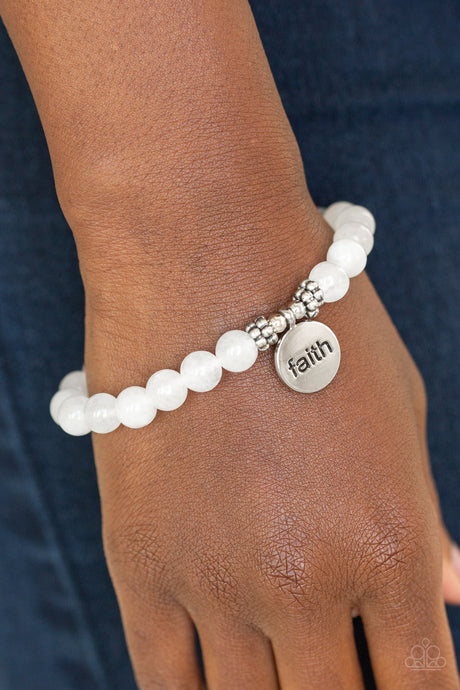 Paparazzi ~ FAITH It, Till You Make It ~ White inspirational Urban Bracelet