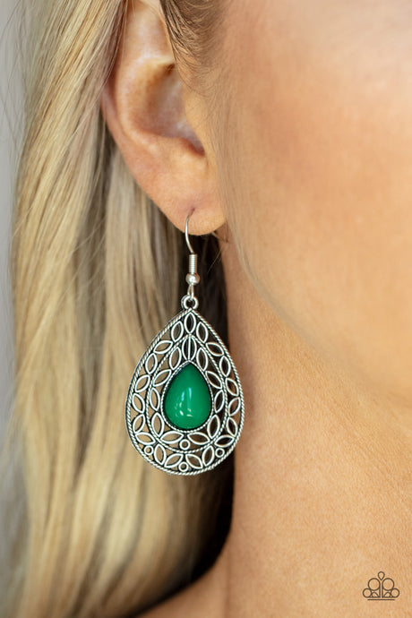 Paparazzi ~ Fanciful Droplets ~ Green Earrings