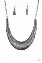 Load image into Gallery viewer, Paparazzi ~ Feast or Famine ~ Black Gunmetal Crescent-Shaped Necklace Set
