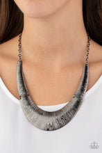 Load image into Gallery viewer, Paparazzi ~ Feast or Famine ~ Black Gunmetal Crescent-Shaped Necklace Set