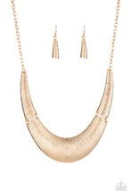 Load image into Gallery viewer, Paparazzi ~ Feast or Famine ~ Gold Crescent-Shaped Necklace Set