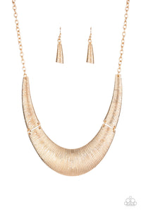Paparazzi ~ Feast or Famine ~ Gold Crescent-Shaped Necklace Set