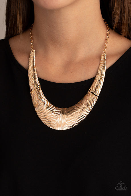 Paparazzi ~ Feast or Famine ~ Gold Crescent-Shaped Necklace Set