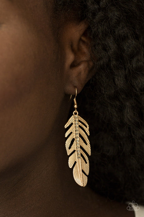 Paparazzi ~ Feather On Fleek ~ Gold Earrings
