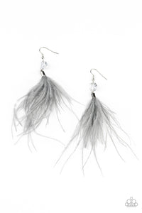 Paparazzi - Feathered Flamboyance - Silver  Feather Earrings