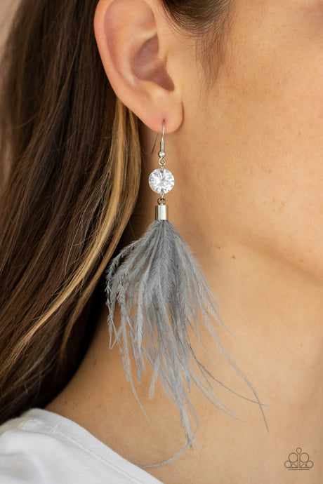 Paparazzi - Feathered Flamboyance - Silver  Feather Earrings