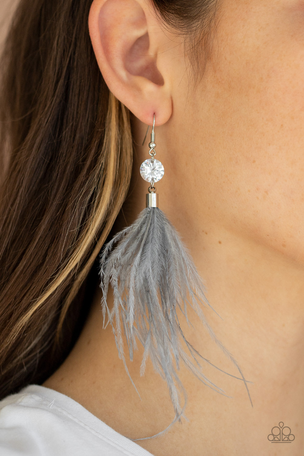 Paparazzi - Feathered Flamboyance - Silver  Feather Earrings