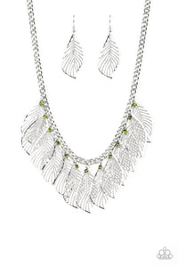 Paparazzi ~ Feathery Foliage ~ Green Necklace Set